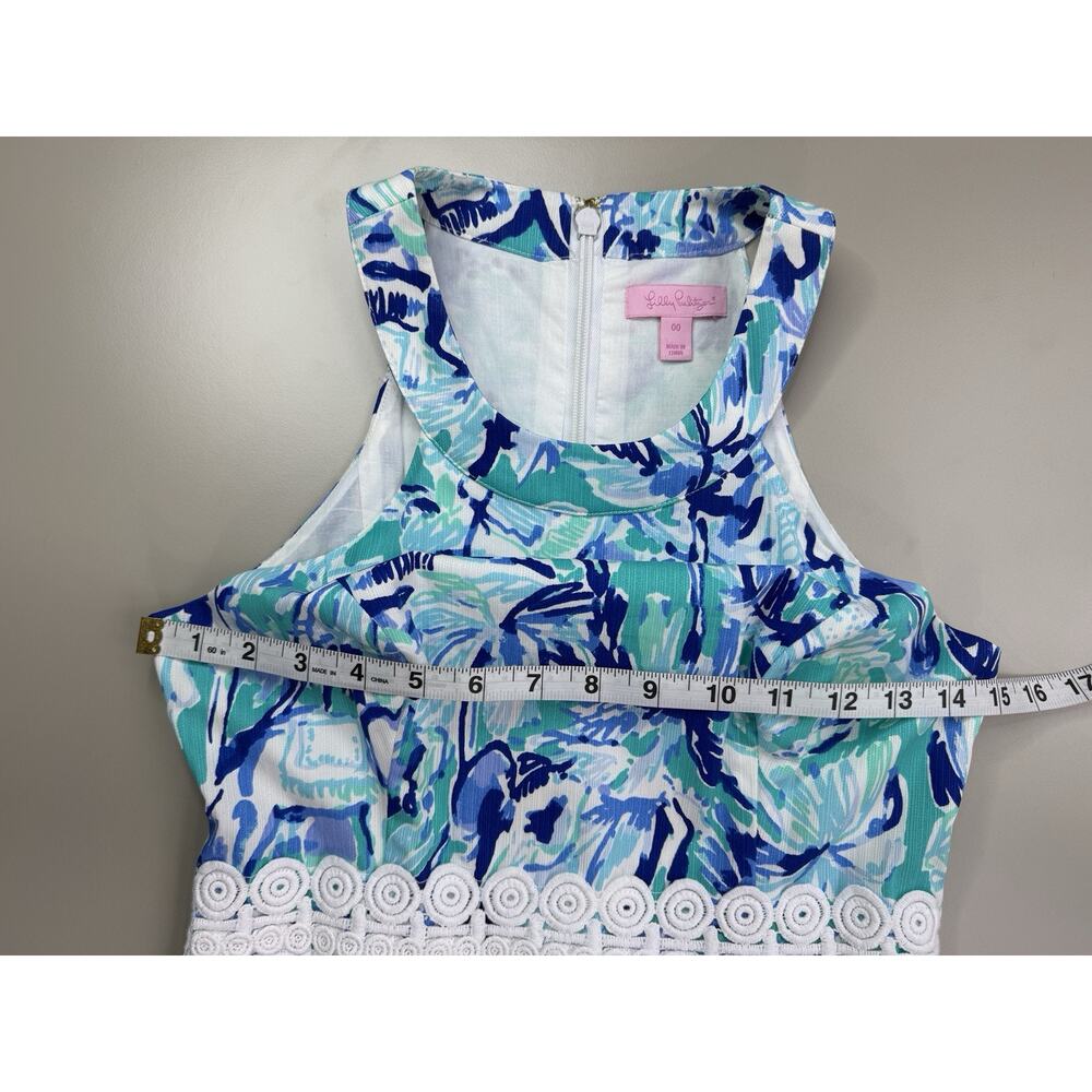 Lilly Pulitzer Ashlyn Shift Dress 00 Turquoise Blue‎ Elephant Appeal Tropical - Picture 8 of 16